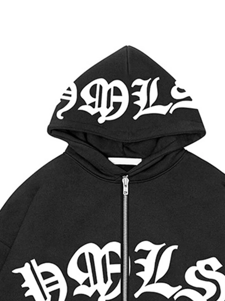 BIG PROMOTION Y2K European and American Autumn and Winter Women\'s Vintage Hip Hop Jacket Zipper Hoodie Casual Loose Sweatshirt