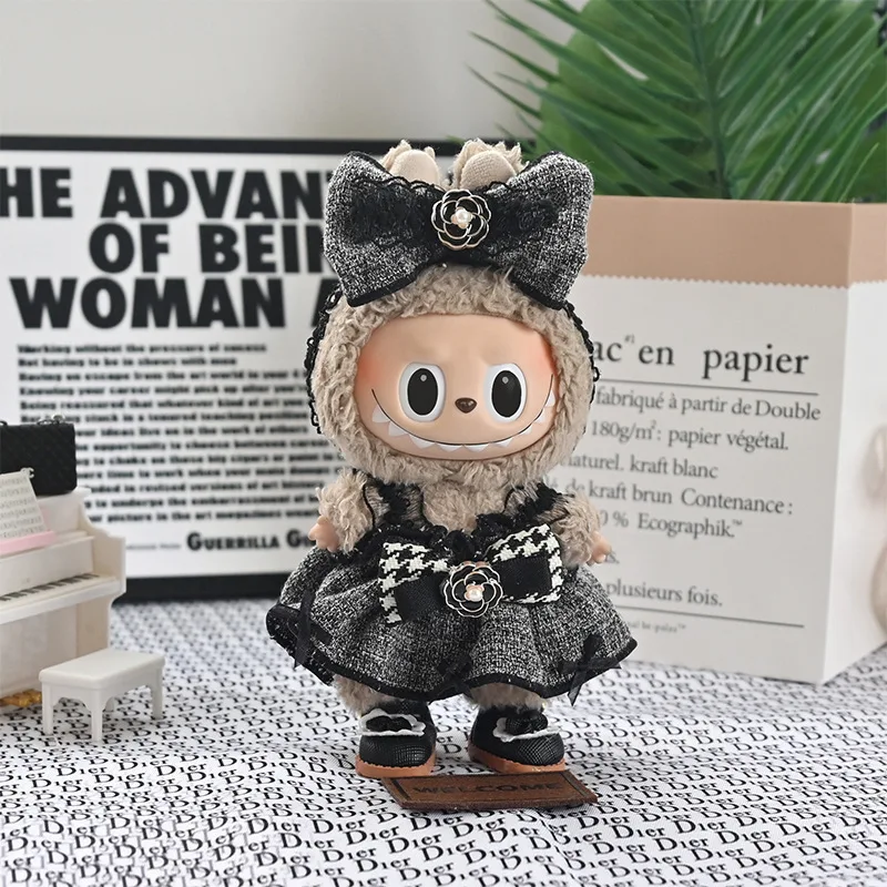 17cm Labubu Doll Clothes Advanced luxury design customization Heartbeat Macaron Labubu Doll Clothes Changing Light clothes