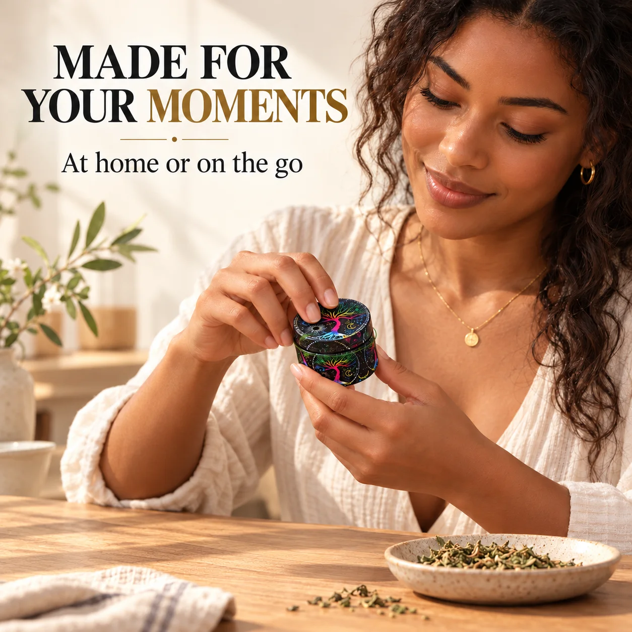 50mm 4 Layer Zinc Alloy Dry Herb Grinder, Full UV Printed Flat Metal Spice Grinder, Portable Manual Herb Crusher for Smoking Acc