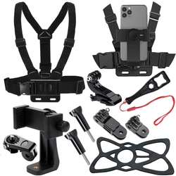 Chest Strap Mount Belt for Mobile Phone iphone 14 Holder Chest Strap for GoPro Hero 12 11 10 9 DJI Action Camera Accessories POV