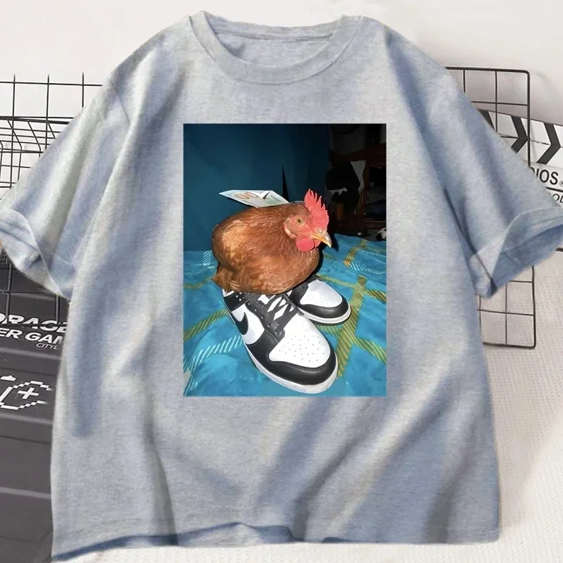 T-shirt Harajuku Trendy Sleeve Streetwear Dripped Out Chicken T Shirt Women Chicken with Shoes Printed Tops Tees Streetwear