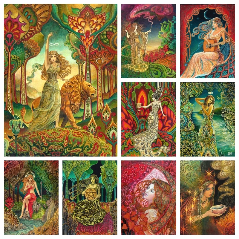 Diy Mythology Psychedelic Bohemian Gypsy Goddess Diamond Painting Tarot Art Mosaic Cross Stitch Kits Gift For Room Decor