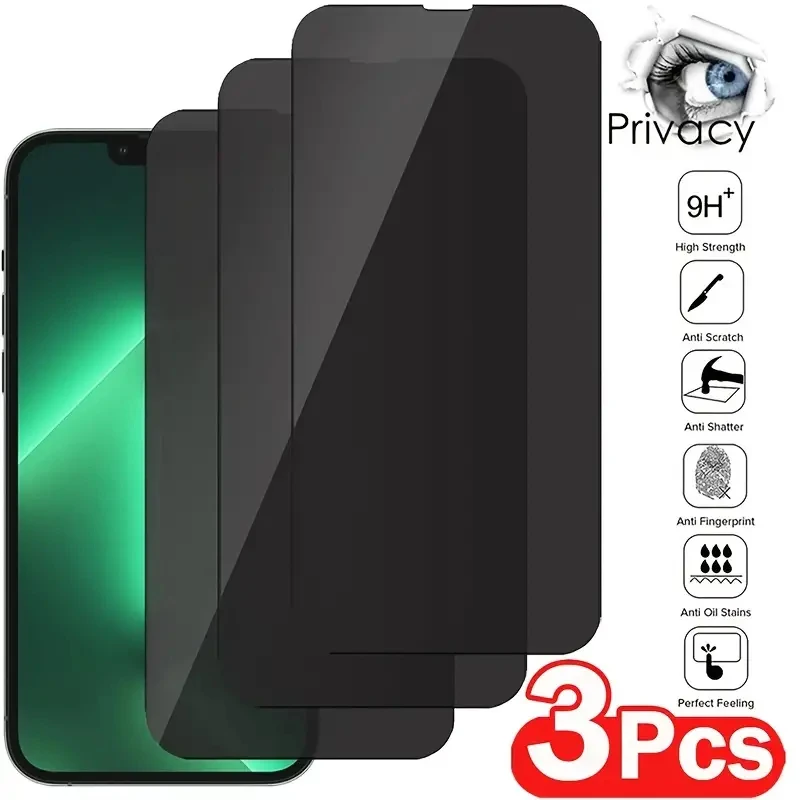 

3-piece mobile phone anti-peep privacy tempered glass for iPhone15 14 Pro Max 12 13 11 Plus XS/XR privacy screen protecto