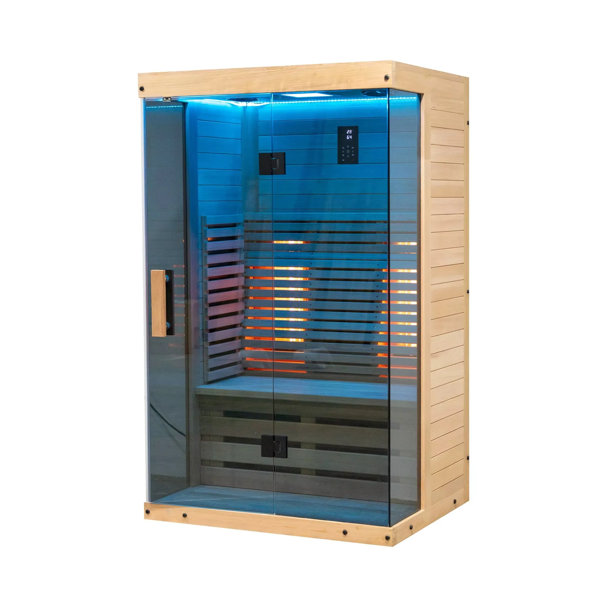 Premium Mini Wooden Traditional Steam Dry Sauna Heavy Duty Waterproof All Weather Portable for Outdoor Garden Patio Backyard