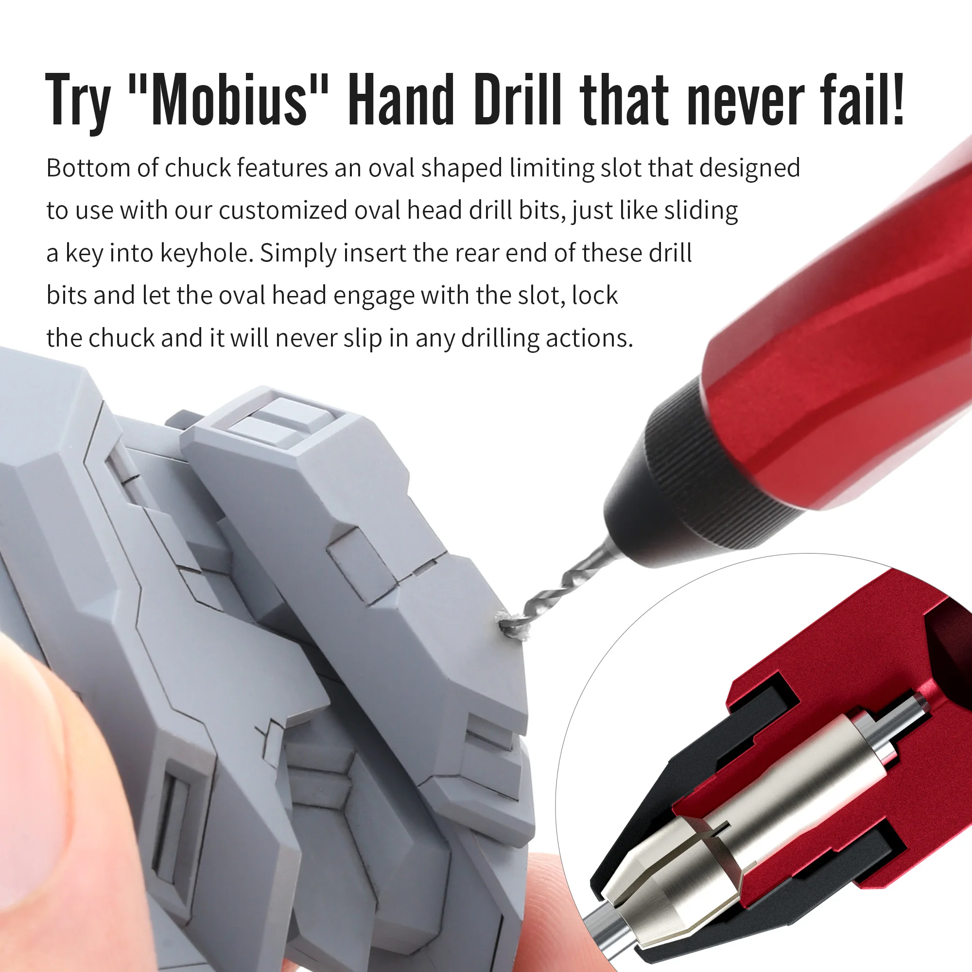 DSPIAE AT-MHD Mobius Hand Drill Pin Vise Dual Bearings Anti-Slip Chuck for Gunpla Model Drilling Customizing Hobby DIY Projects