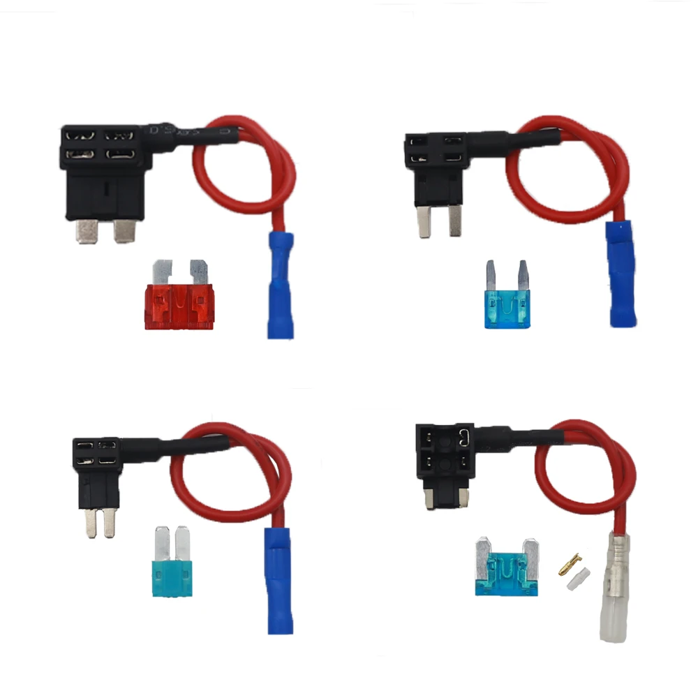 【1Set】12V MINI SMALL MEDIUM Size Car Fuse Holder Add-a-circuit TAP Adapter with 10A Micro Mini Standard ATM Blade Fuse