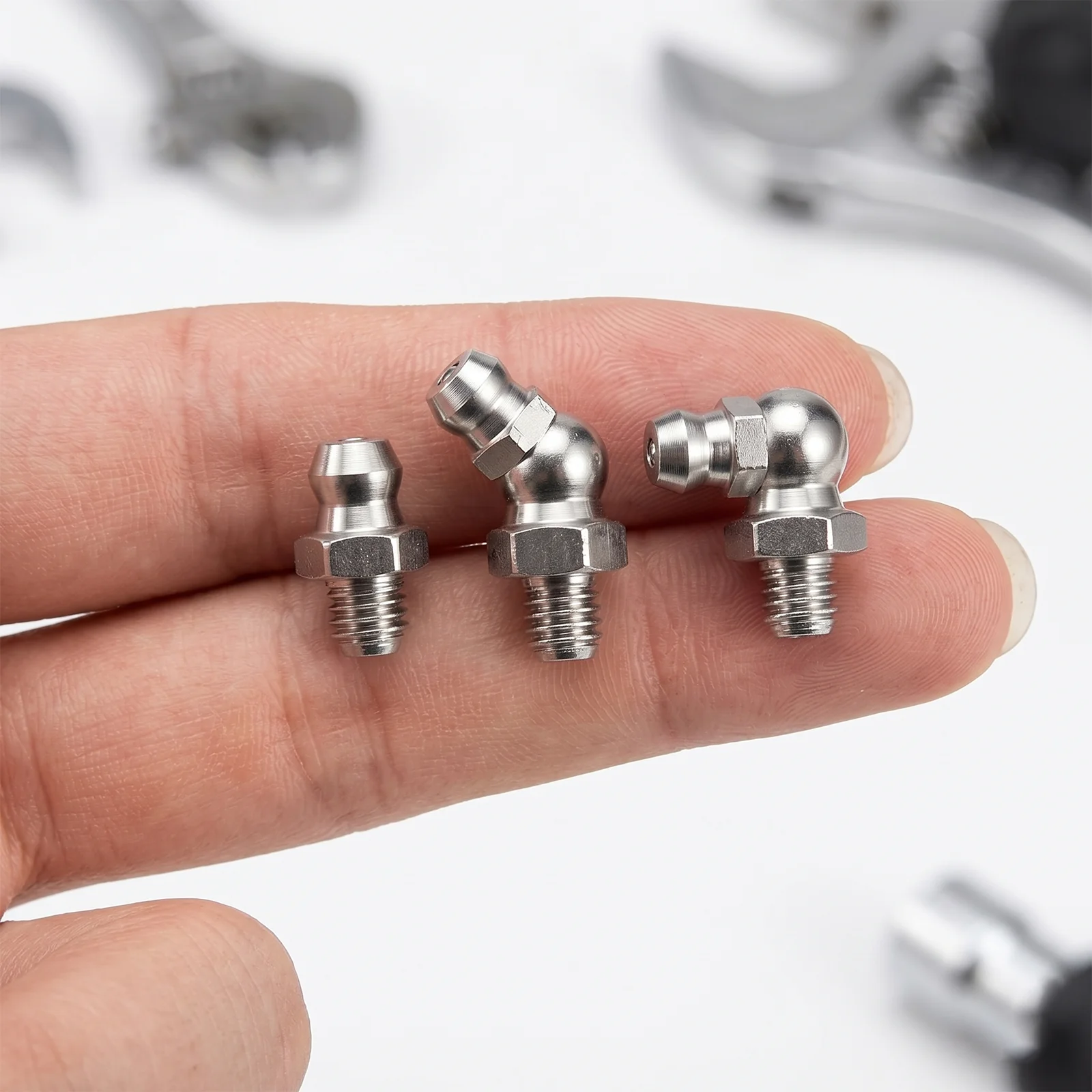 Stainless Steel Grease Nipple Metric Hydraulic Grease Fitting M6 Thread Straight 45 90 Degree Nozzle Connector for Grease Gun