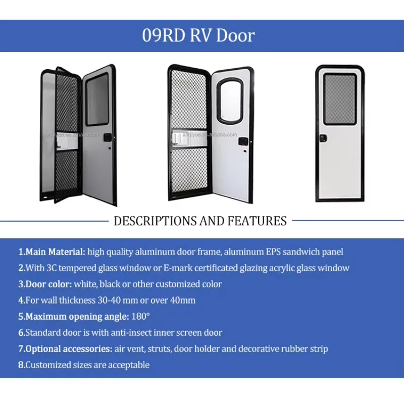 620x1800mm RV Entry Door Camper Aluminum Door caravan Replacement Door with Tempered Glass Rv Accessories Rv Body Parts view 6