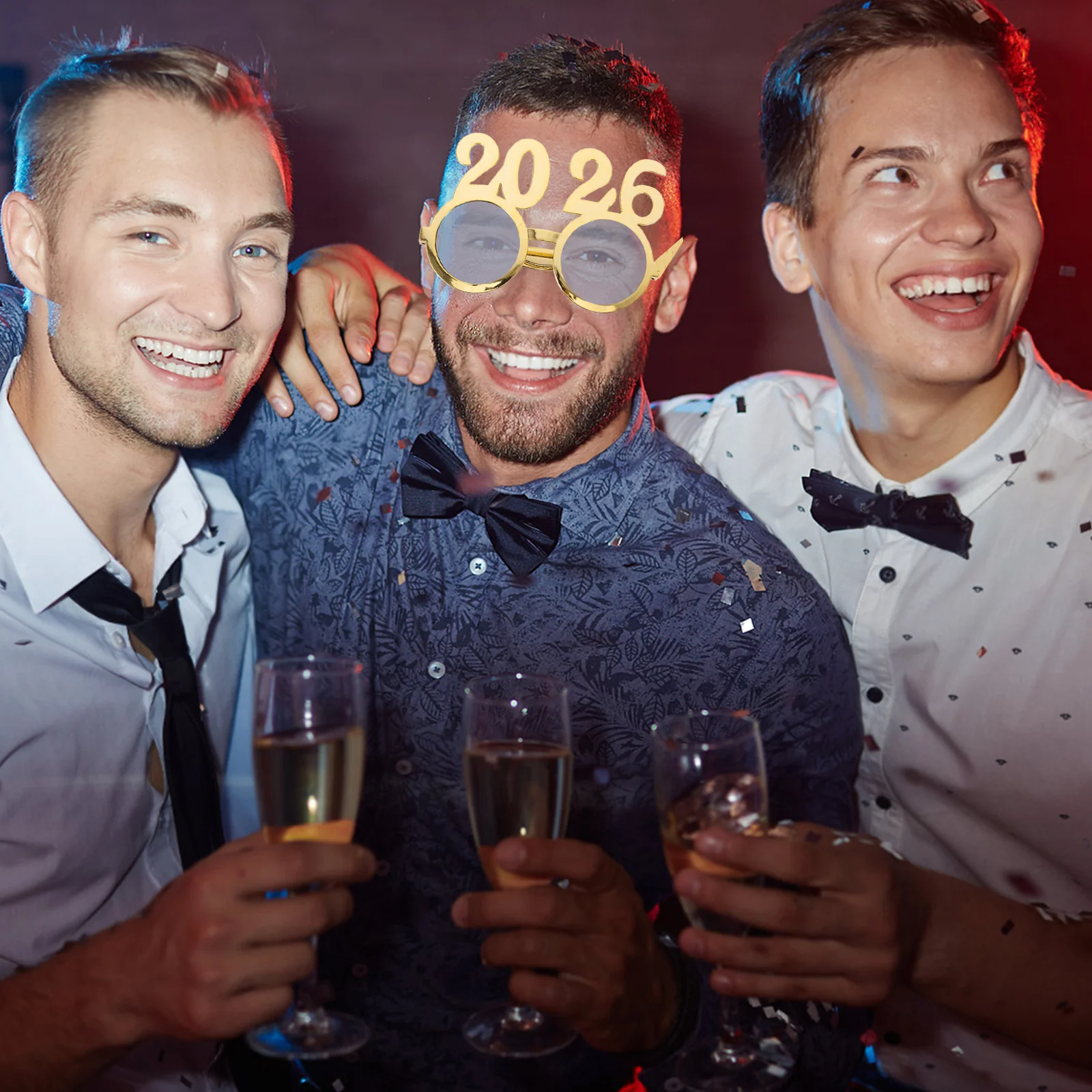 4개 2026 안경: 새해 파티 포토 부스 소품용 둥근 숫자 안경 어린이 성인 축하 장식 플라스틱