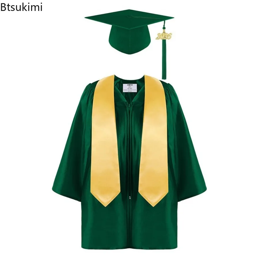 Kids Kindergarten Primary Graduation Gown Set 3-Piece Set Kindergarten Cap and Gown for Photo Shoot Graduation Ceremony Outfit