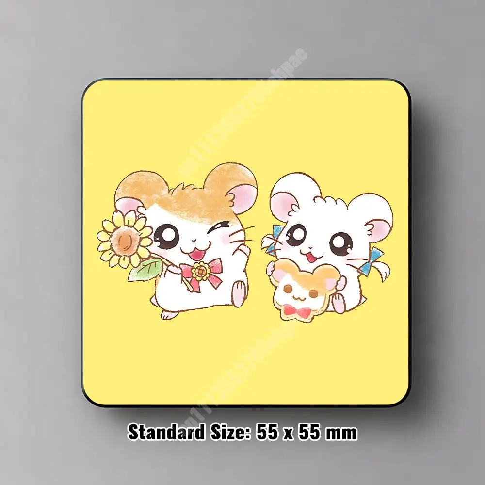H-Hamtaro-S Cartoon Hamster Magnetic Sticker Reflective Fridge Decal for Metal Surfaces Magnet Sign