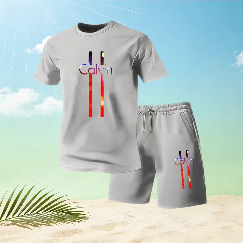 

2026 Summer Men's Fashion T-Shirts Sets O-Neck Short Sleeve T-Shirt + Sports Shorts Quick Dry Home Outdoor Running Suit Hot Sale