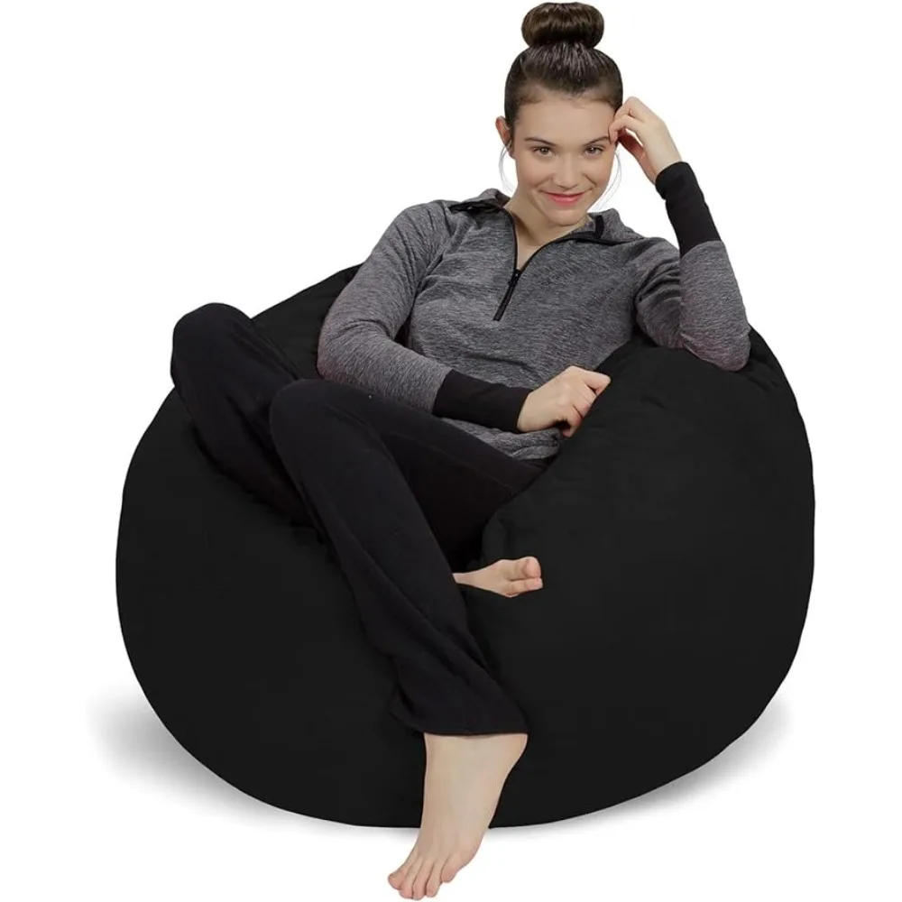 Sofa Sack Bean Bag Chair: 3' Memory Foam Furniture Bean Bag - Medium Sofa with Soft Micro Fiber Cover - Midnight Black