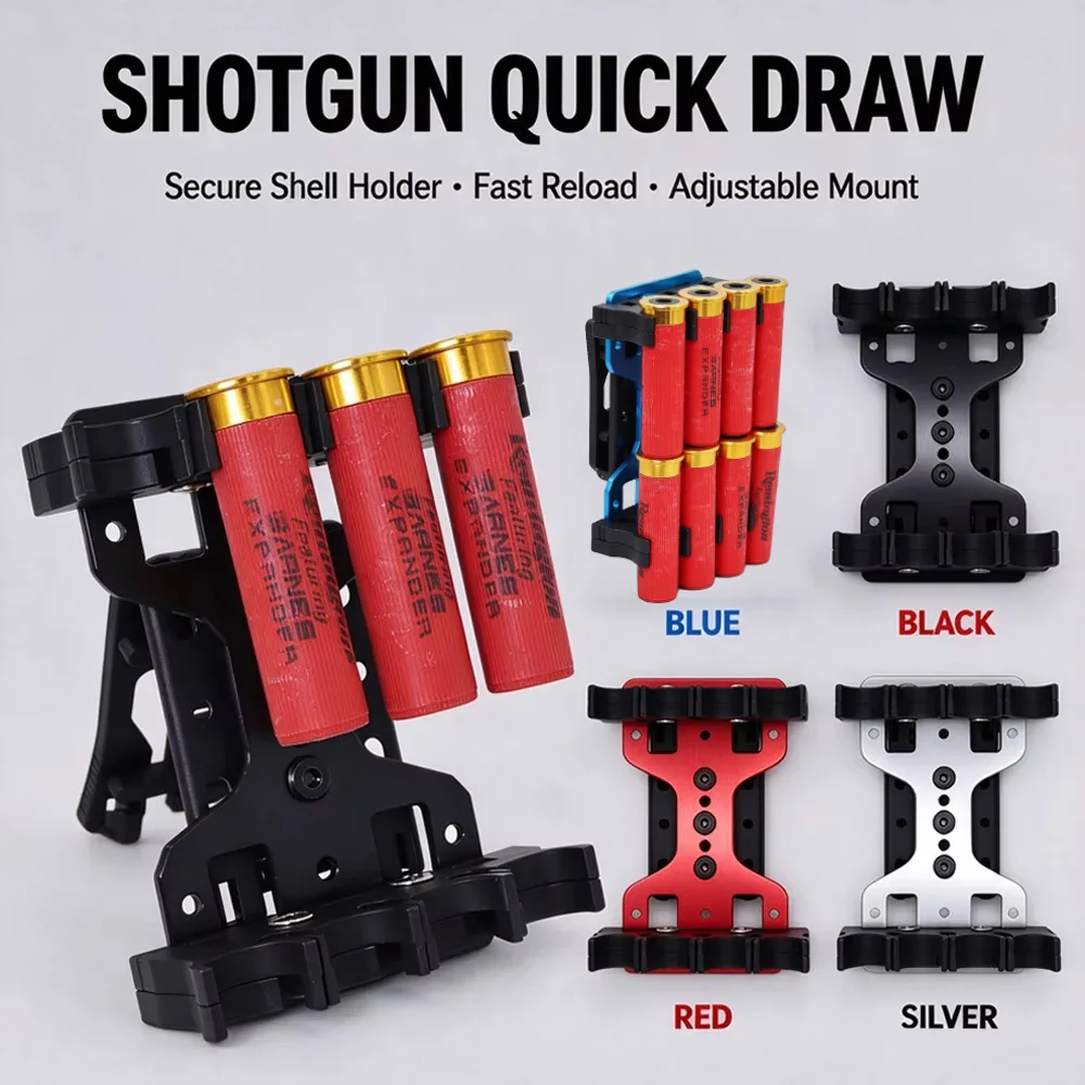 Quick Draw 8 Rounds 12GA Shotgun Shell Holder, Waist Belt Mount Shotshell Carrier Hunting Tactical Shooting Accessory