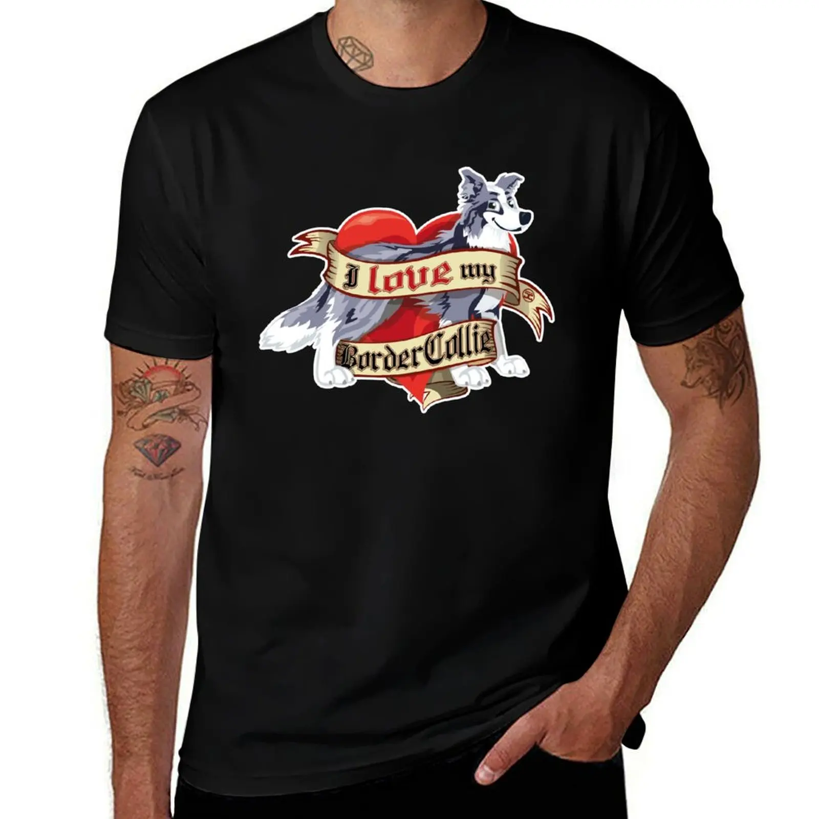 Camiseta I Love My Border Collie - Blue Merle, camiseta de trabajo para mecánico