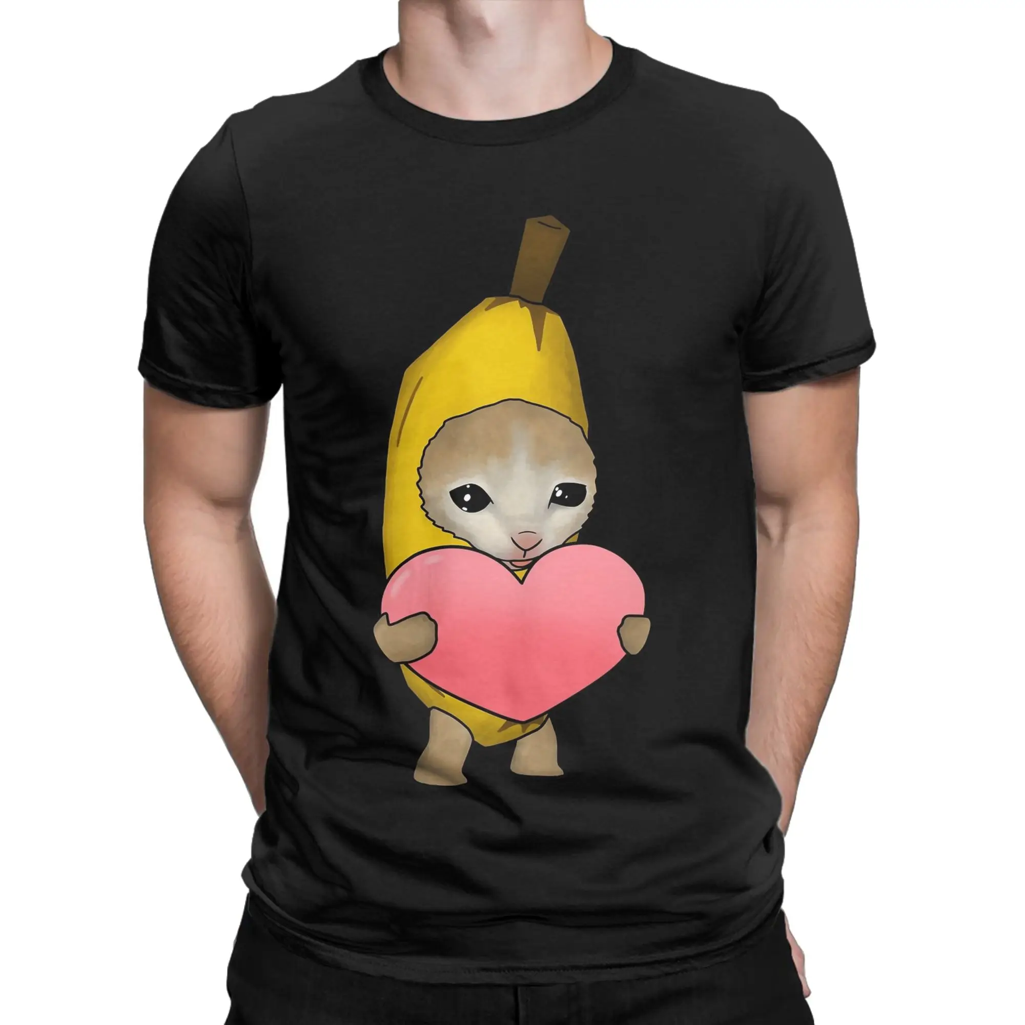 Arty love banana cat meme T-Shirt Unisex Cotton Clothing Priting  O-neck Short Sleeve