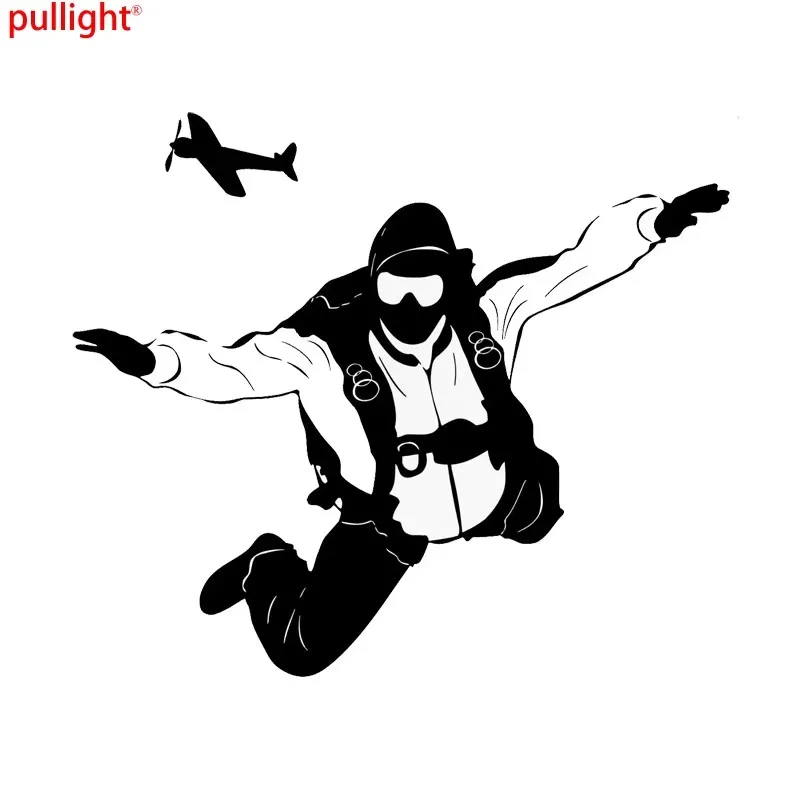 Skydiving extreme athlete styling design includes car windows, bumpers, motorcycle accessories, and decorative vinyl decals