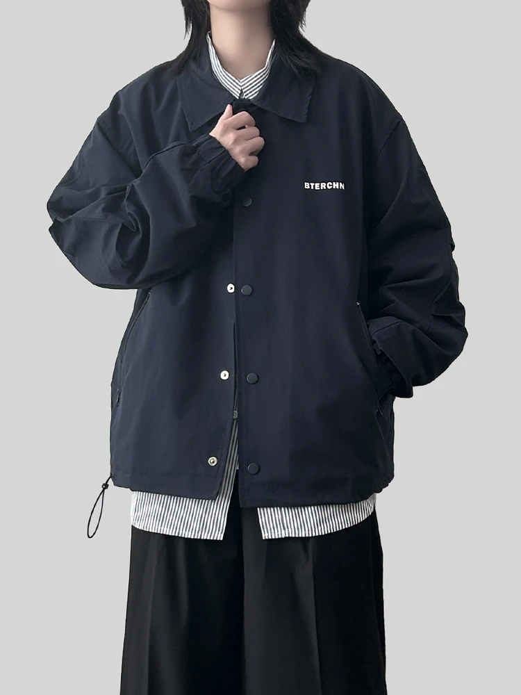 

Ретро-куртка в стиле рабочей одежды, свободная повседневная куртка с отложным воротником для мужчин и женщин, осенняя новинка, на молнии, свободного кроя