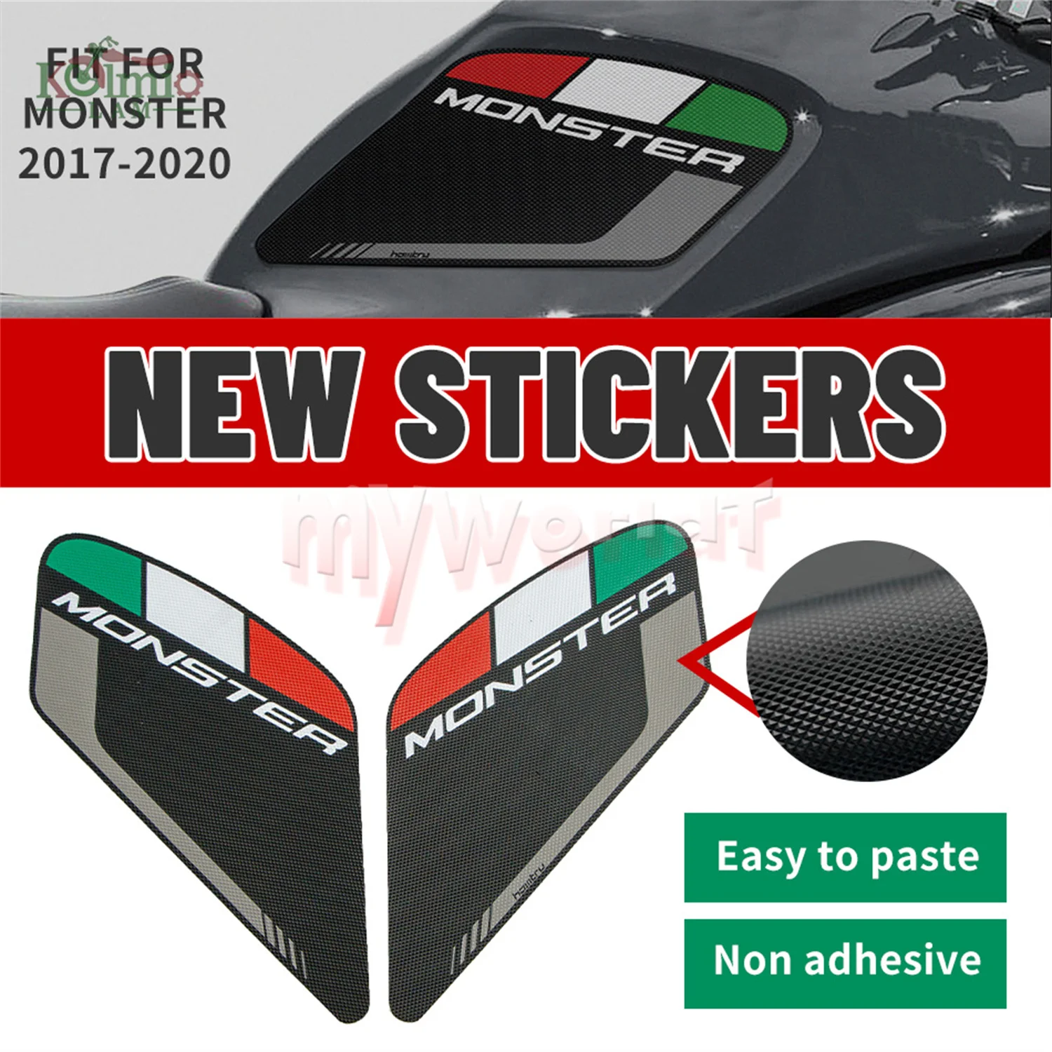 

Fit For DUCATI Monster 797 821 1200 2017 - 2019 Side Knee Traction Decal Sticker Anti Slip Fuel Tank Pad