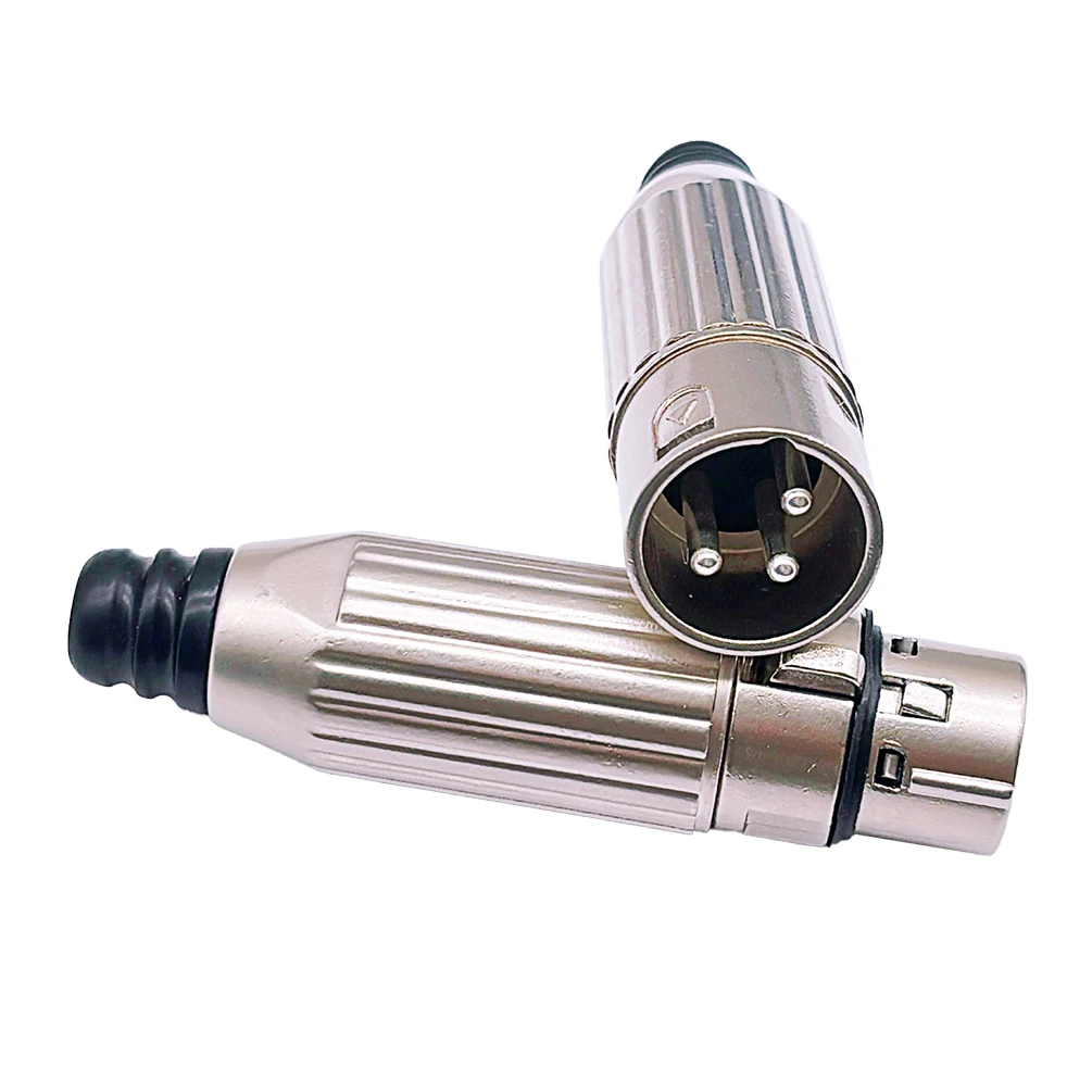 3-Pin XLR Connector Plug Male & Female Plugs for Microphone Audio Speaker Durable Metal Housing High-Fidelity Sound Transmission