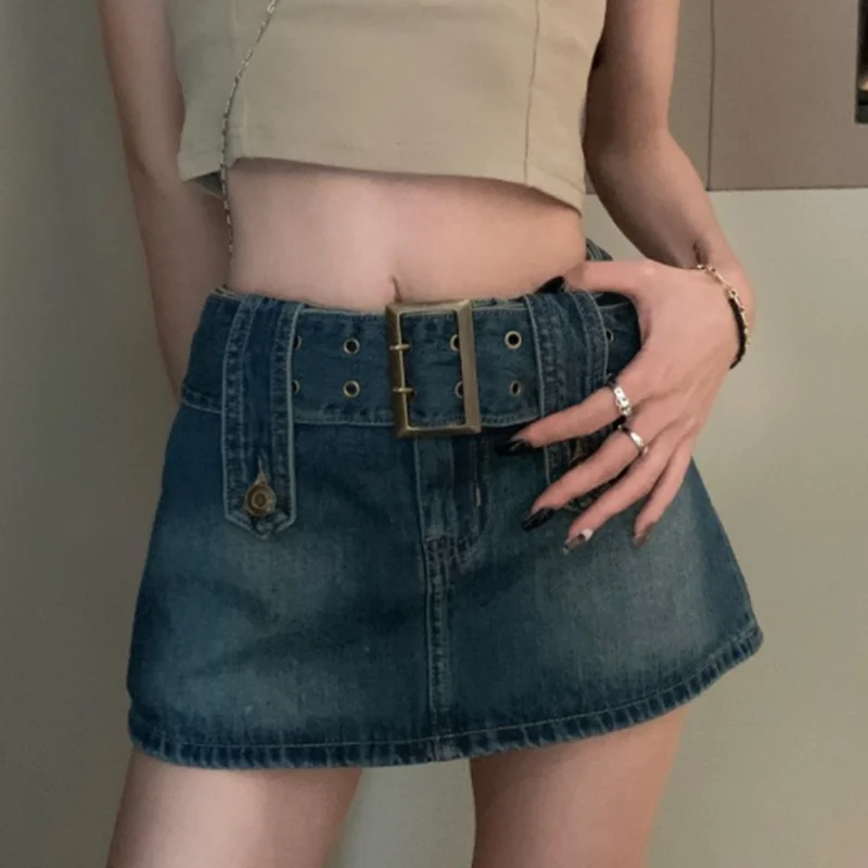 

New high-waisted denim skirt women's summer a-line skirt fashion