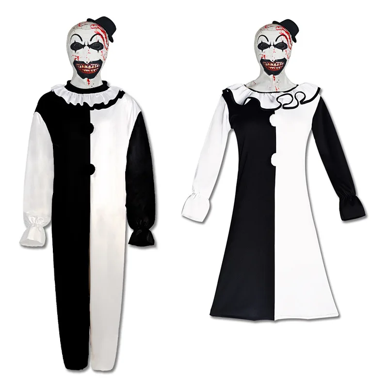 

Terrifier Art Clown Joker Cosplay Costume Men Jumpsuit Women Role Play Fancy Dress Up Horror Dress Suit Halloween Carnival Party