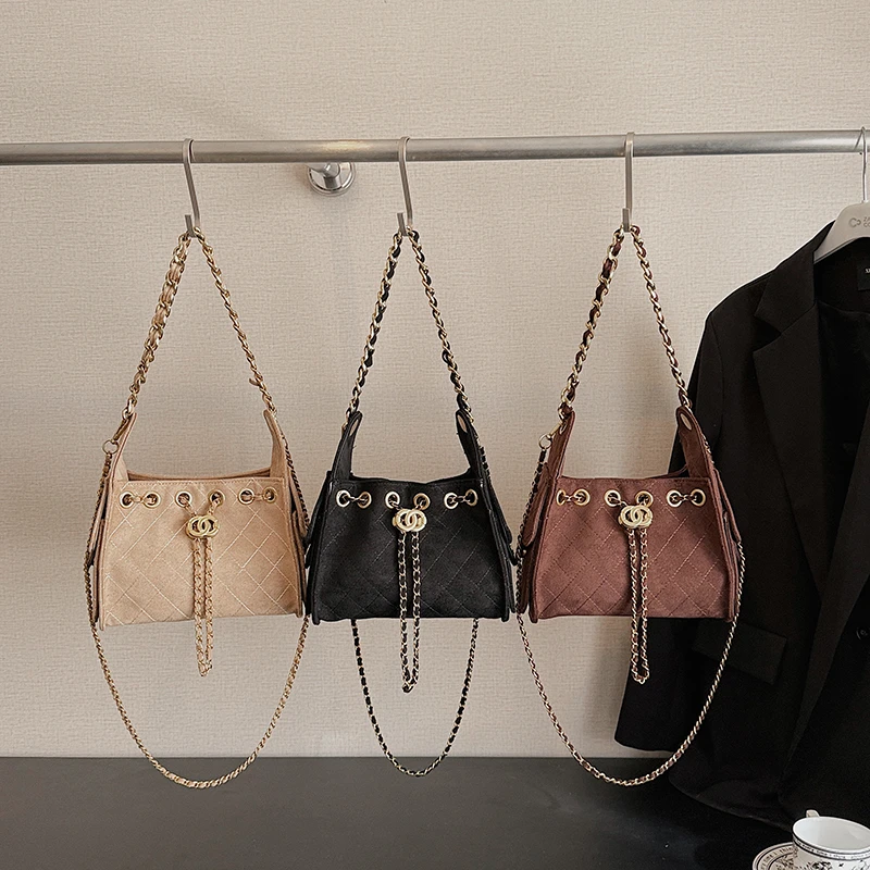 

Beige Fleece Shoulder Bag Soft Water-Resistant for Weekend Outing Shopping