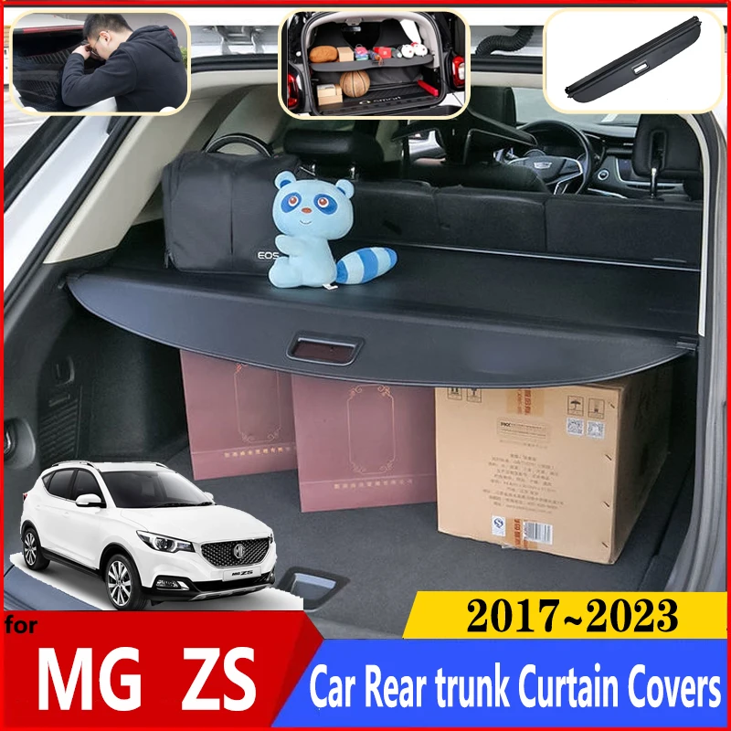 For MG ZS EV 2022 Accessories 2017~2023 ZS11 EZS Car Rear Trunk Curtain Cover Rear Rack Partition Shelter Decoration Accessories