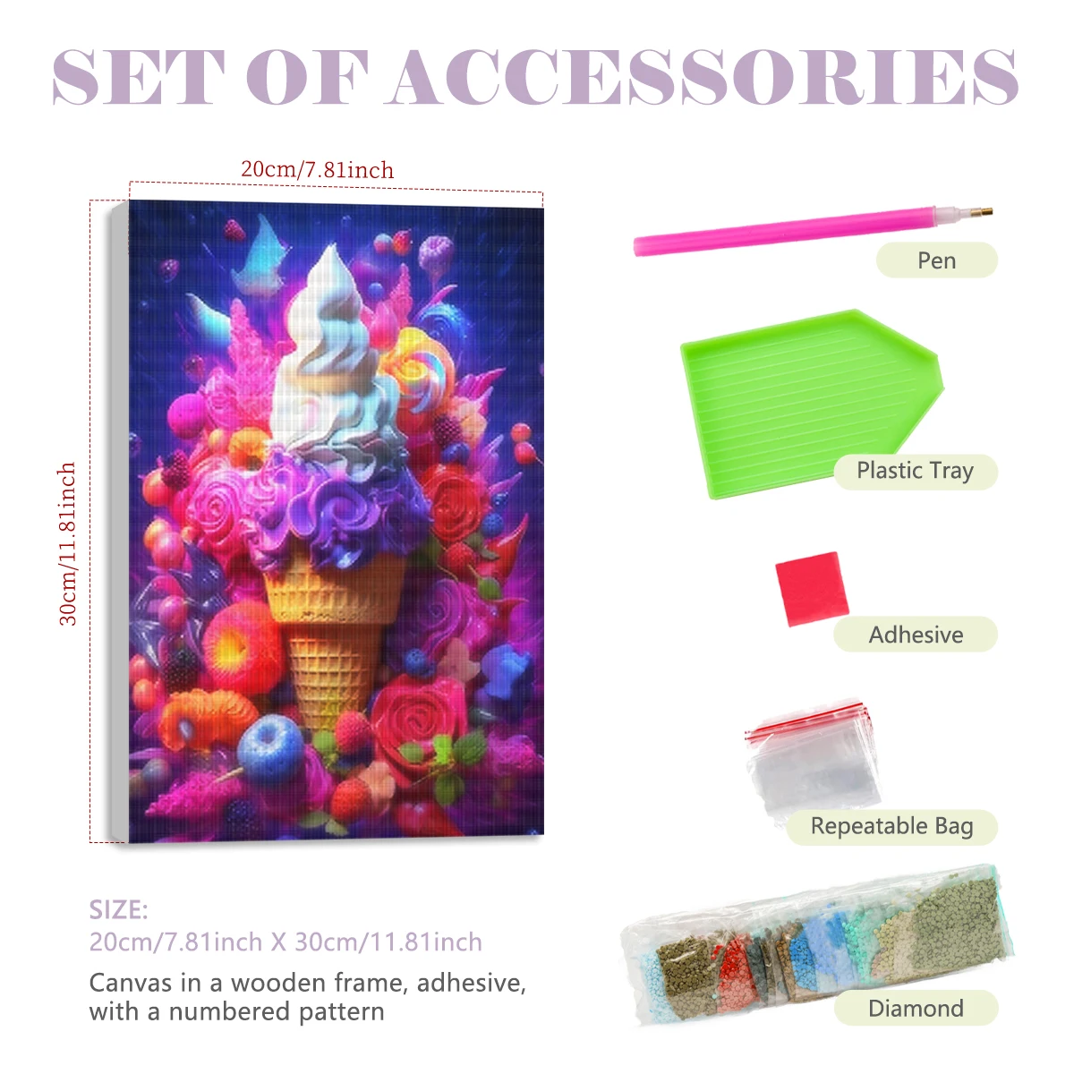 1pc frameless  5D Diamond Pain - огляд і ціна Art Craft Ice Cream