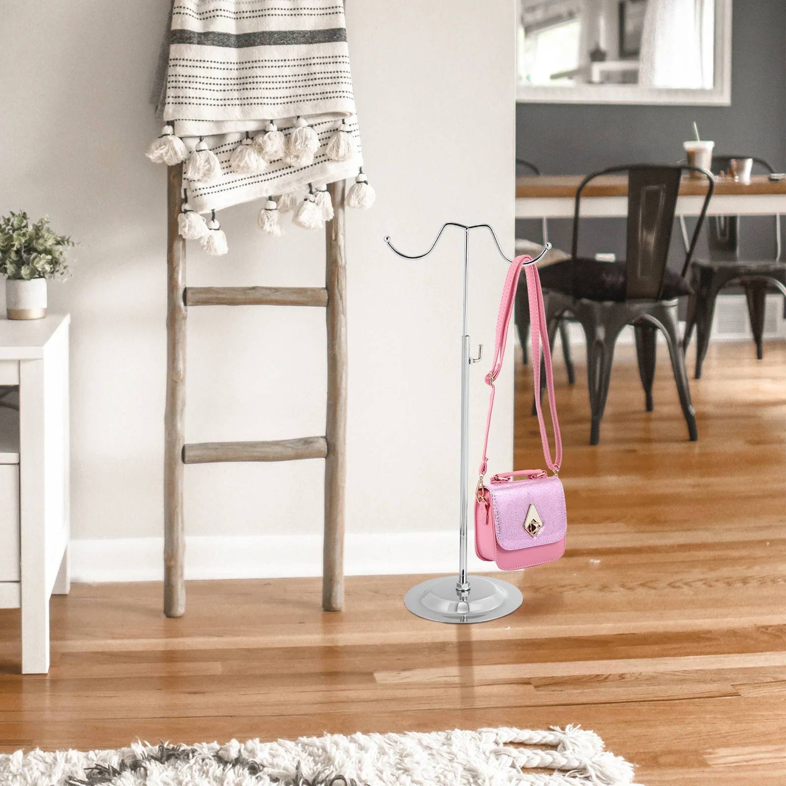 1-個リフティング可能なバッグ収納ラックステンレス鋼ハンドバッグディスプレイスタンド安定した底のデザイン寝室、バスルーム、リビングルーム用