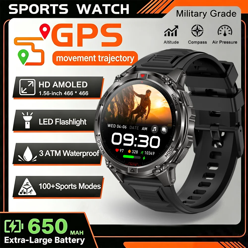 GPS Smart Watch with 3ATM Waterproof and Long Battery Life
