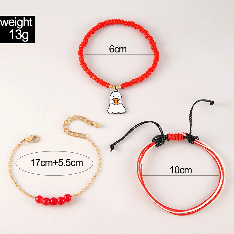 Tocona Lovely Pumpkin Ghosts Bracelet Sets for Women Men Fashion Red string Rope Beads Halloween Jewelry Party браслет 24279