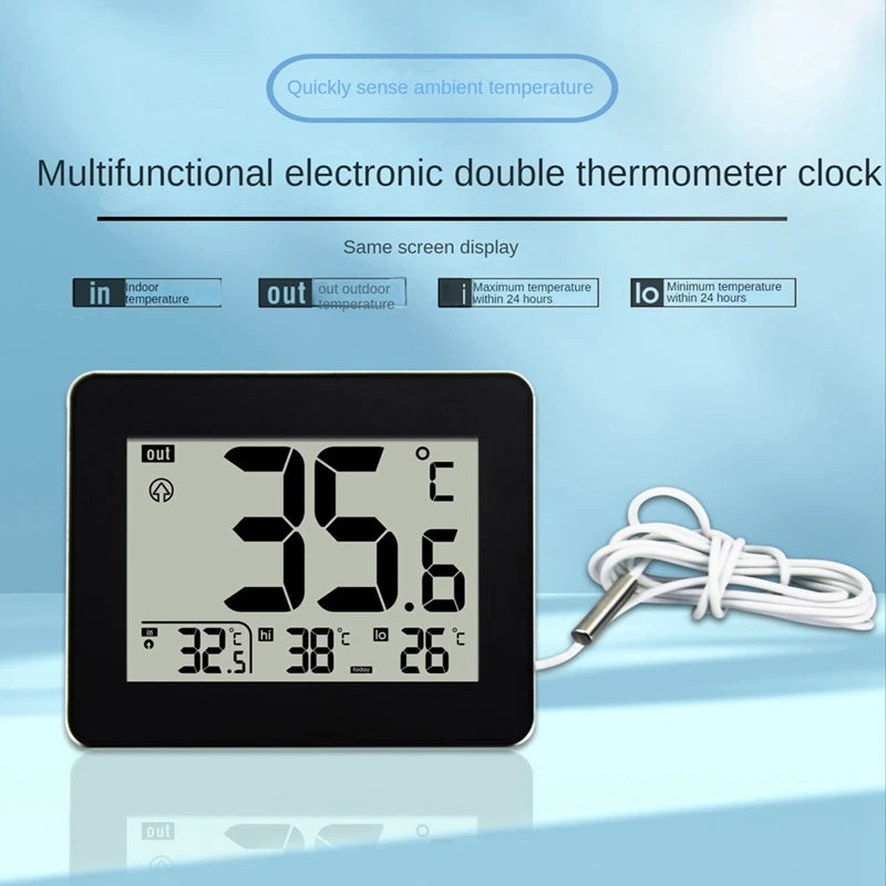 1 Pcs Digital Double Thermometer Outdoor Indoor Thermometer Elderly Children's Room Thermometer Electronic Thermometer White