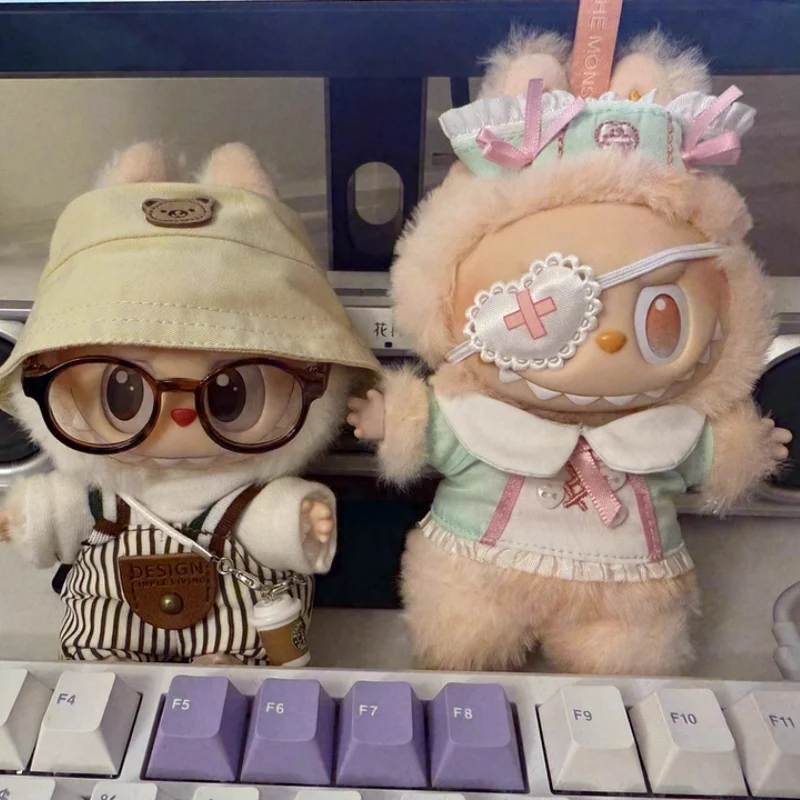 Caliente para 17cm Labubu ropa Serie suave lindo vestido personalizado 17cm Lafufuv1 V2 V3 vestido exquisito Kawaii ropa traje chico juguetes regalos