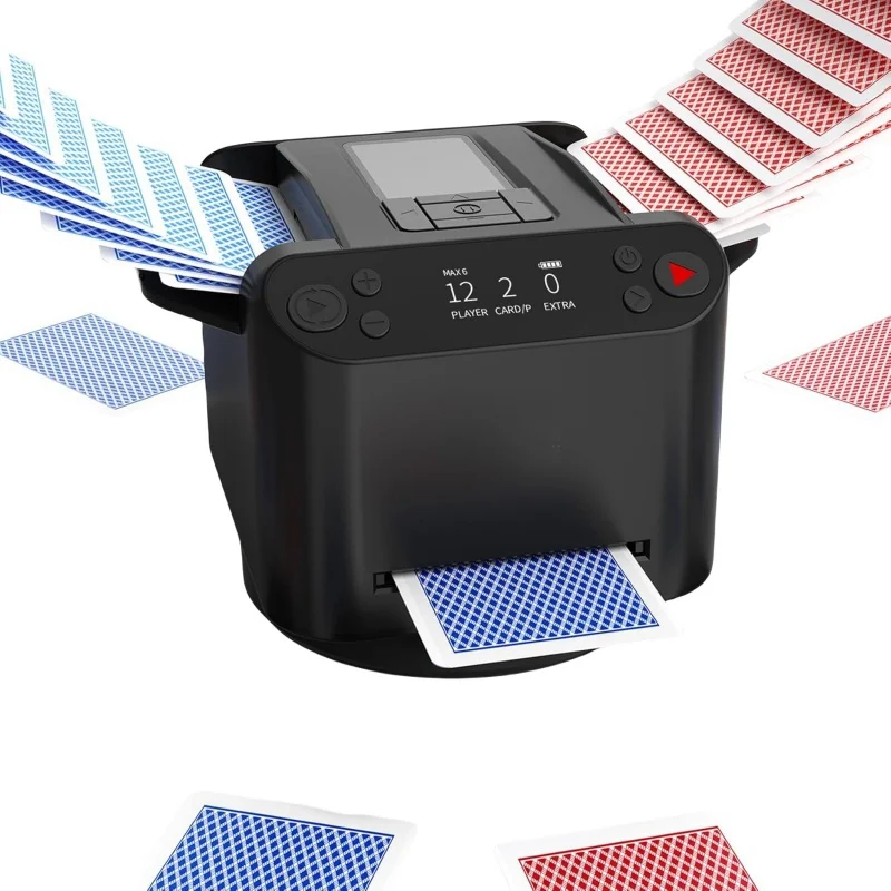 2-in-1 Automatic Card Shuffler & Dealer Machine Poker Tool for Shuffling & Dealing Cards Convenient Dispenser for Players
