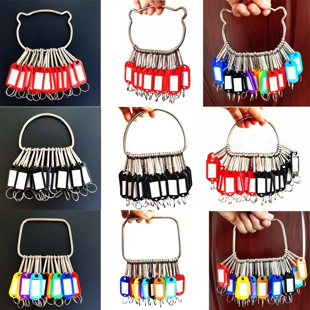 16/26/36 Pieces With Number Plates Key Ring Plastic Transparent Window Key Tags Metal Split Rings Key Chains Key Classification