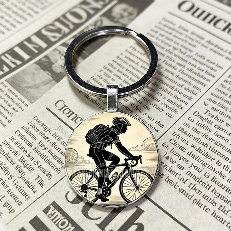 Popular And Exquisite I Love Cycling Glass Keychain Fashion Bicycle Pattern Key Ring Nice Gift For Cycling Enthusiasts