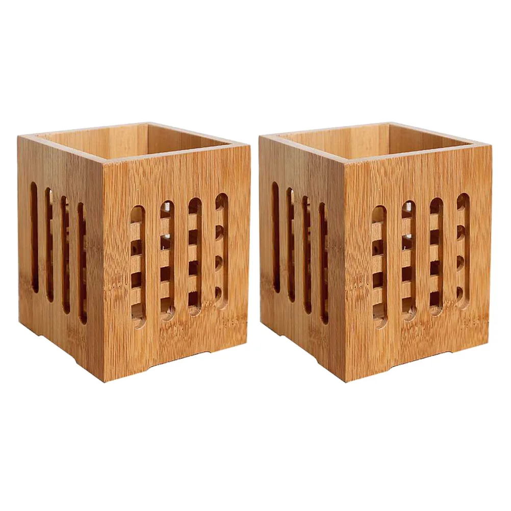 

2 Pcs Holder Bamboo Kitchen Storage Spoon Container Cutlery Organizer Rack Holder Neat Modern