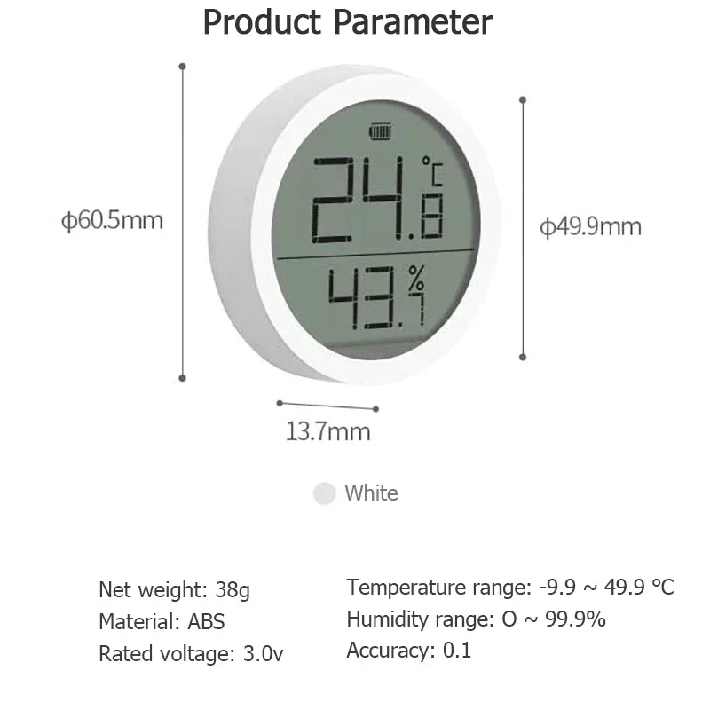 Oryginalny Xiaomi Qingping kompatybilny z Bluetooth termometr higrometr Lite inteligentny LCD ekran atramentowy czujnik temperatury i wilgotności