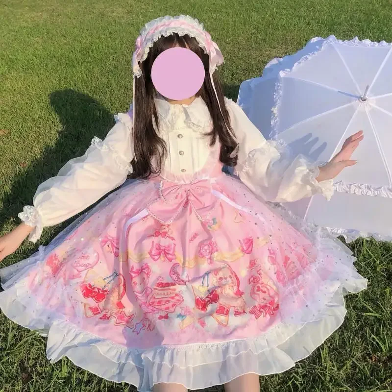 Lolita Kinder schlingen kleid rosa süßes und süßes kawaii Schlingen kleid für Mädchen von 6 bis 14 Jahren tragen hochwertige Produkte