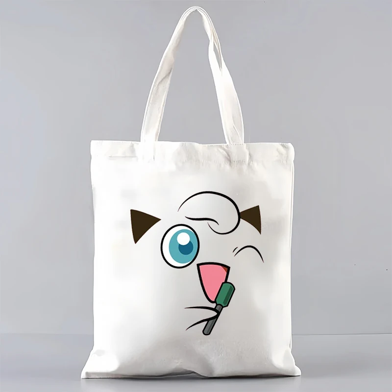 Аниме Jigglypuff, креативная женская холщовая сумка-тоут с героями мультфильмов Kawaii для девочек и мальчиков, студентов, повседневная пляжная сумка на плечо для покупок, подарки
