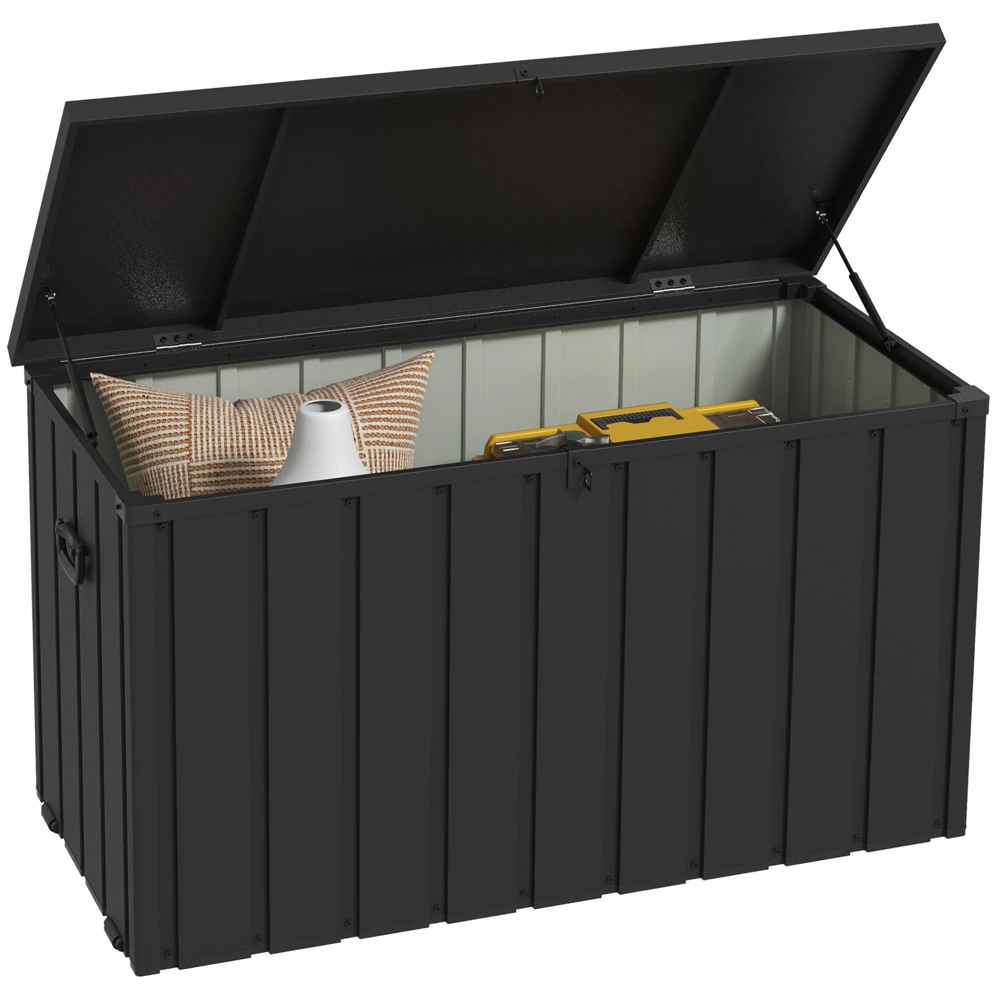 Outsunny Coffre de rangement extérieur 125.5X61.5X70 cm Gris foncé 3
