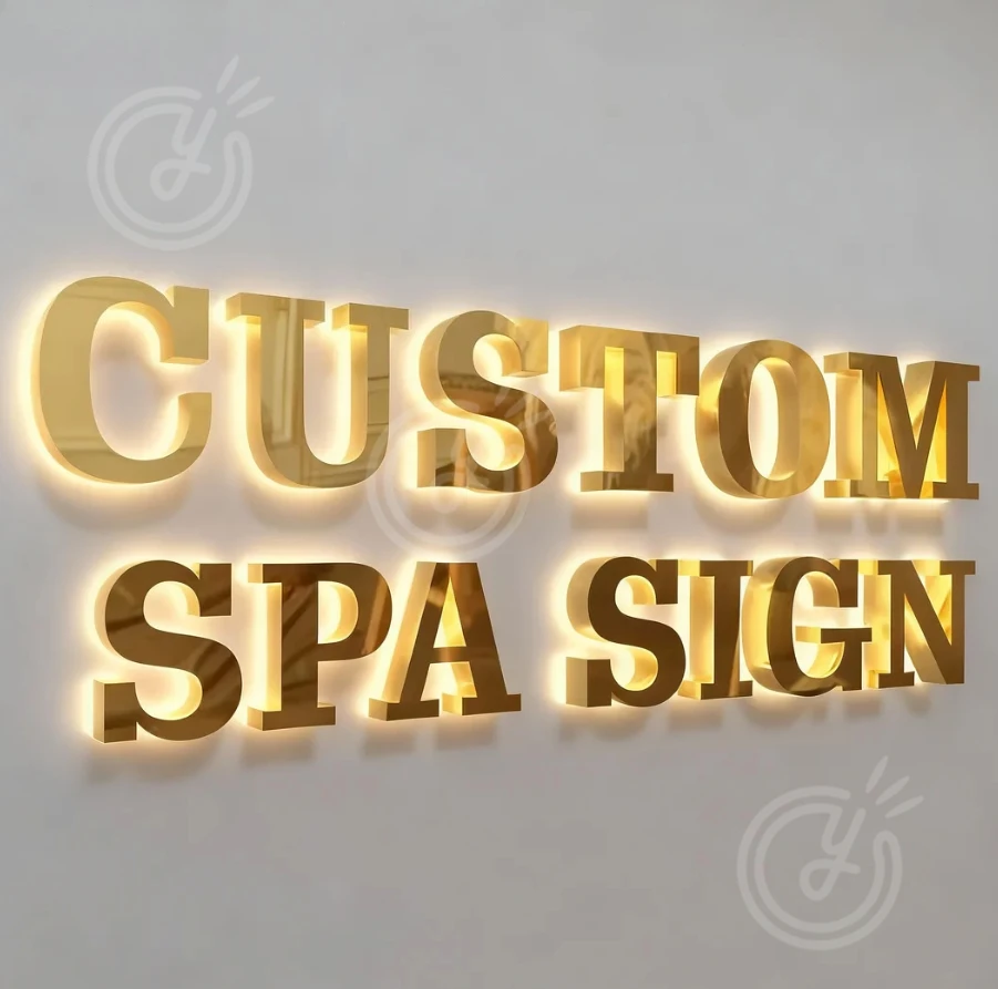 Signage Sign Business Logo 3D Metal Storefront Illuminated Letters in Hebrew Beauty Large Salon Advertising Backlit Façade Led