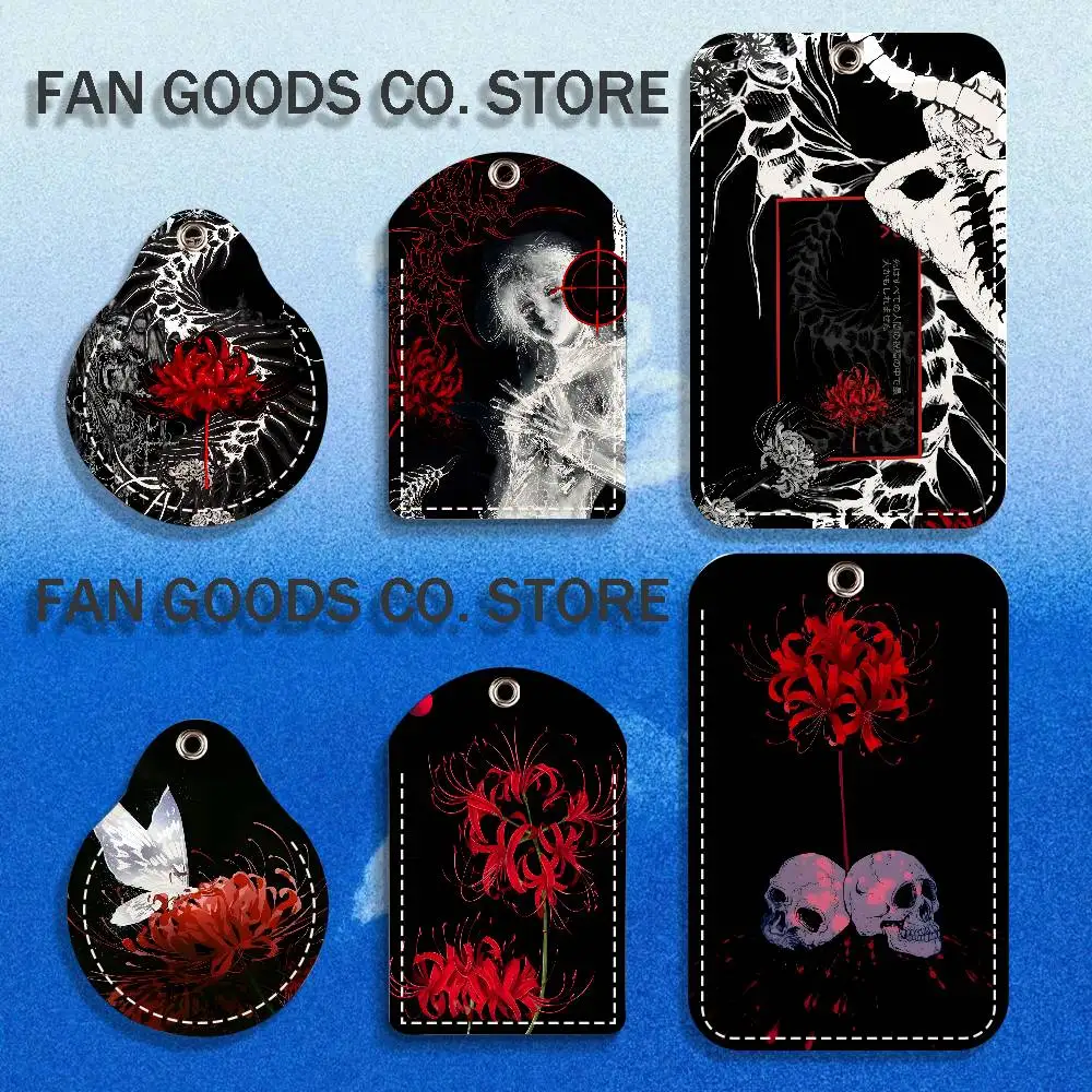 Japan T-Tokyo Red Spider Lily G-Ghoul Holder Keychain Air Tag Bank Business Work Card Holder Student Card Protective Bus Card