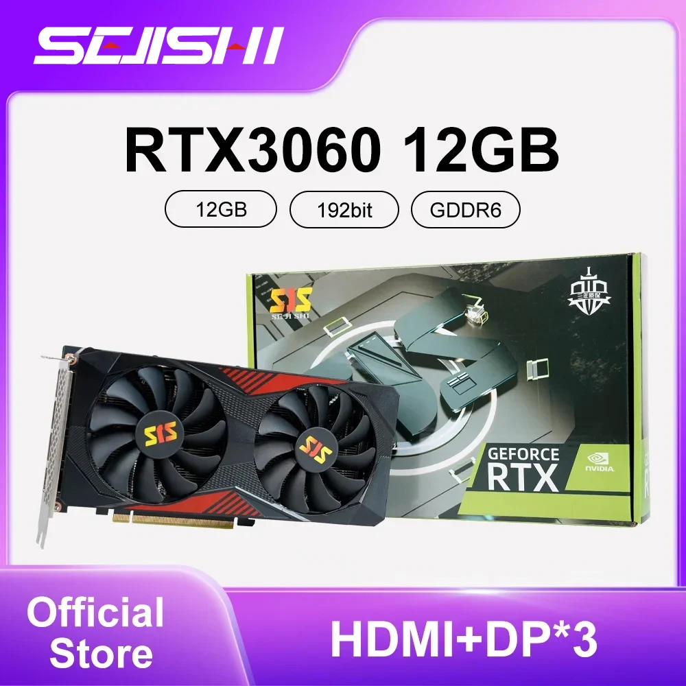 Видеокарта сейши RTX 3060 12G NVIDIA GPU GDDR6 4,0 бит 8Pin HDMI * 1 DP * 3 PCI-E Rtx3060 12 Гб игровая видеокарта для майнинга