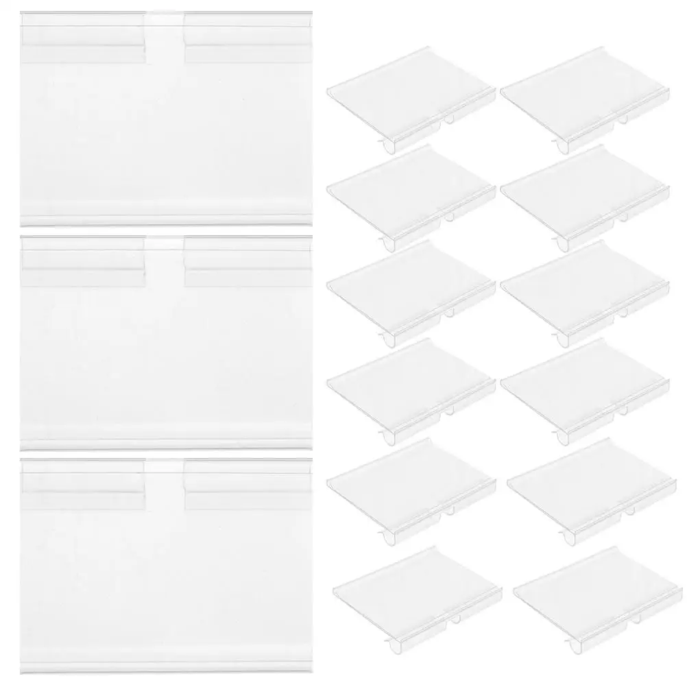 

20 Pcs PVC Price Tags 80x28mm Transparent Shelf Labels Reusable Supermarket Display Stand Accessories Store Sign Holder