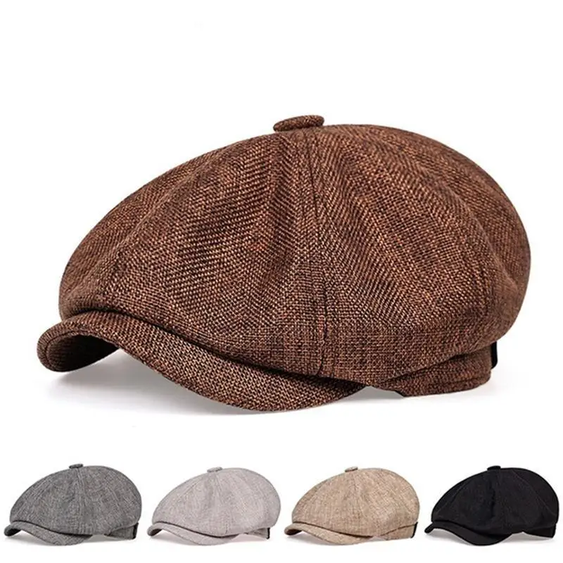 Men Casual Newsboy Hat Spring Autumn Retro Beret Hats Wild Casual Hats Unisex Wild Octagonal Cap for Men Street Caps Gorras