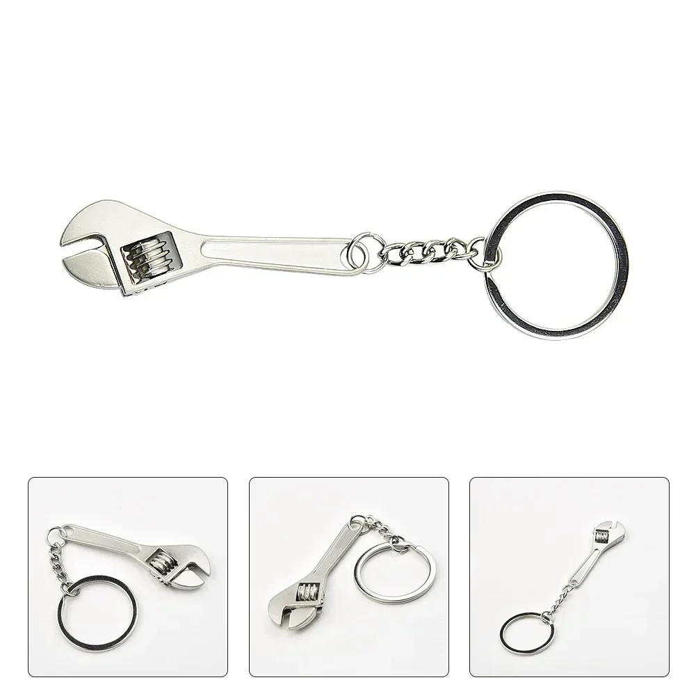 Car Key Chains Mini Metal Wrench Creative Silver Keychain Decoration Crafts Stainless Steel Key Ring Ornament 11.7CM