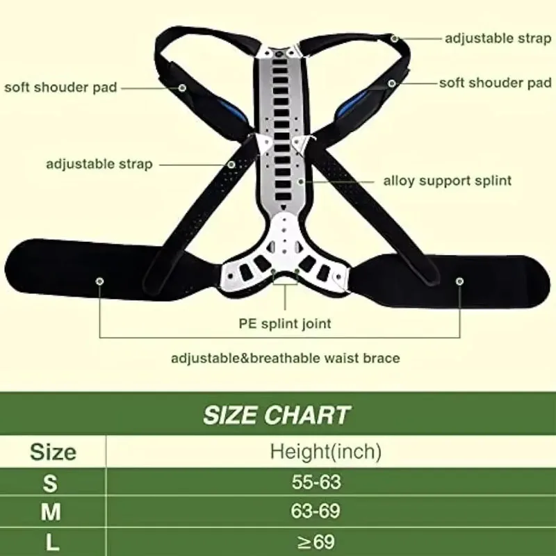 Posture Corrector Back Support for Hunched Back, Scoliosis, Kyphosis and Vertebral Compression Fracture Men, Women and Kids