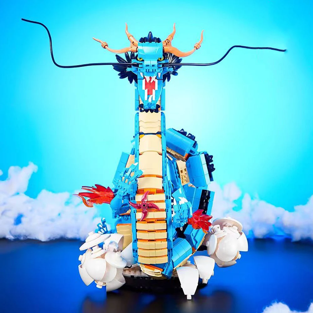 DK5011  Ideas One Piece Anime Blue Kaido Dragon Brick 1840pcs Model Building Blocks Set  Halloween Christmas